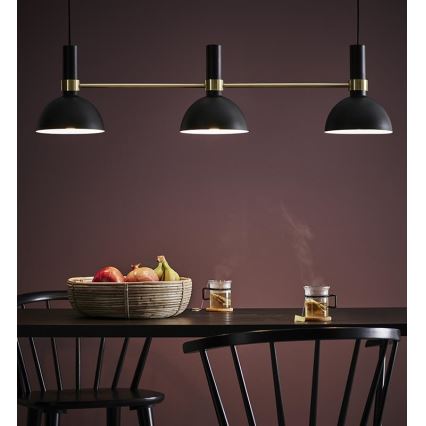 Markslöjd 106971 - Kattokruunu narulla LARRY 3xE27/60W/230V musta/kultainen