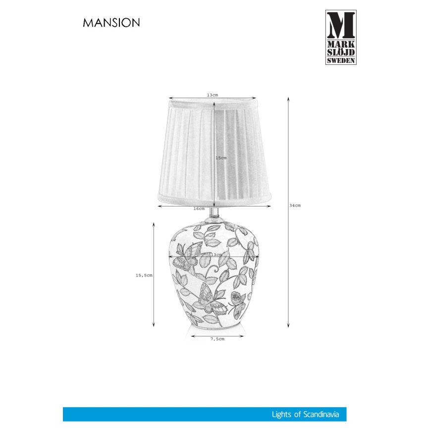 Markslöjd 107039 - Pöytävalaisin MANSION 1xE14/40W/230V