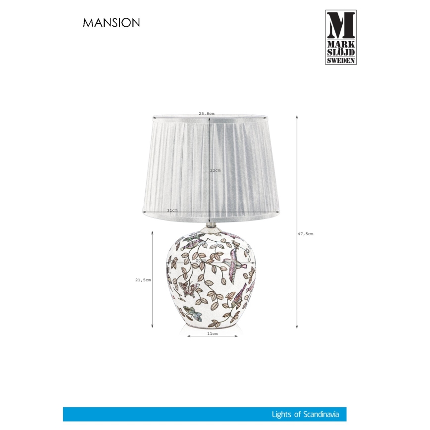 Markslöjd 107040 - Pöytävalaisin MANSION 1xE27/60W/230V