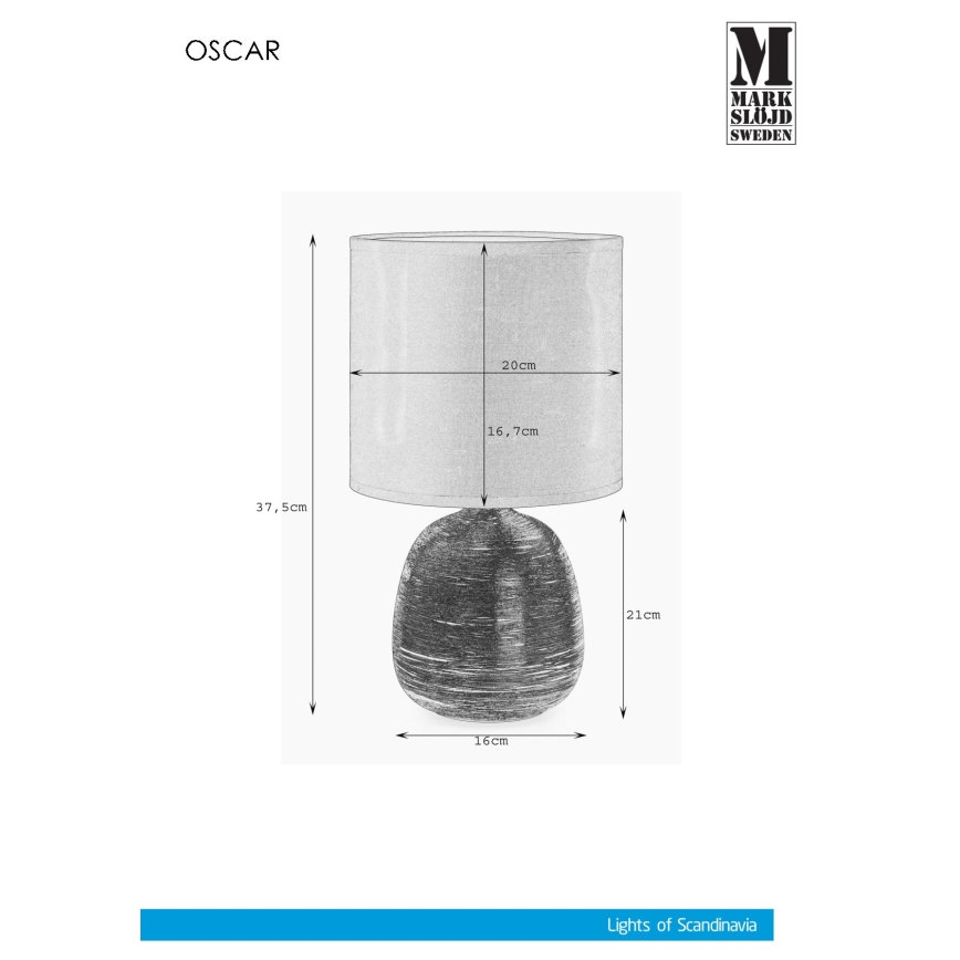 Markslöjd 107068 - Pöytävalaisin OSCAR 1xE27/60W/230V