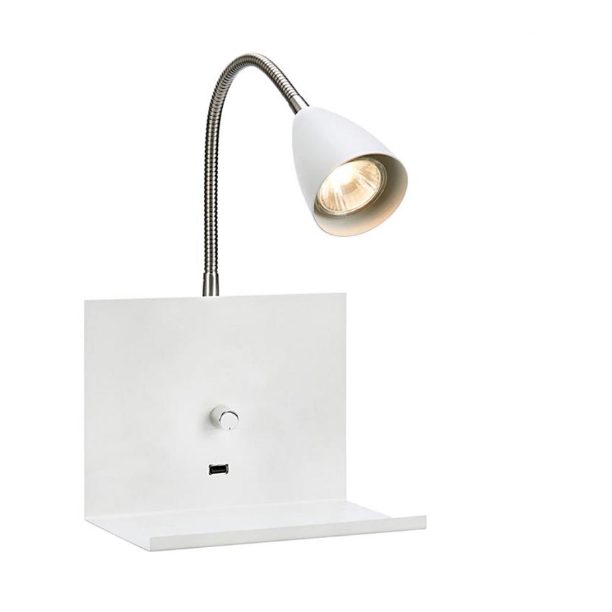 Markslöjd 107140 - Himmennettävä seinävalaisin USB LOGI 1xGU10 / 7W / 230V