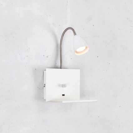 Markslöjd 107140 - Himmennettävä seinävalaisin USB LOGI 1xGU10 / 7W / 230V
