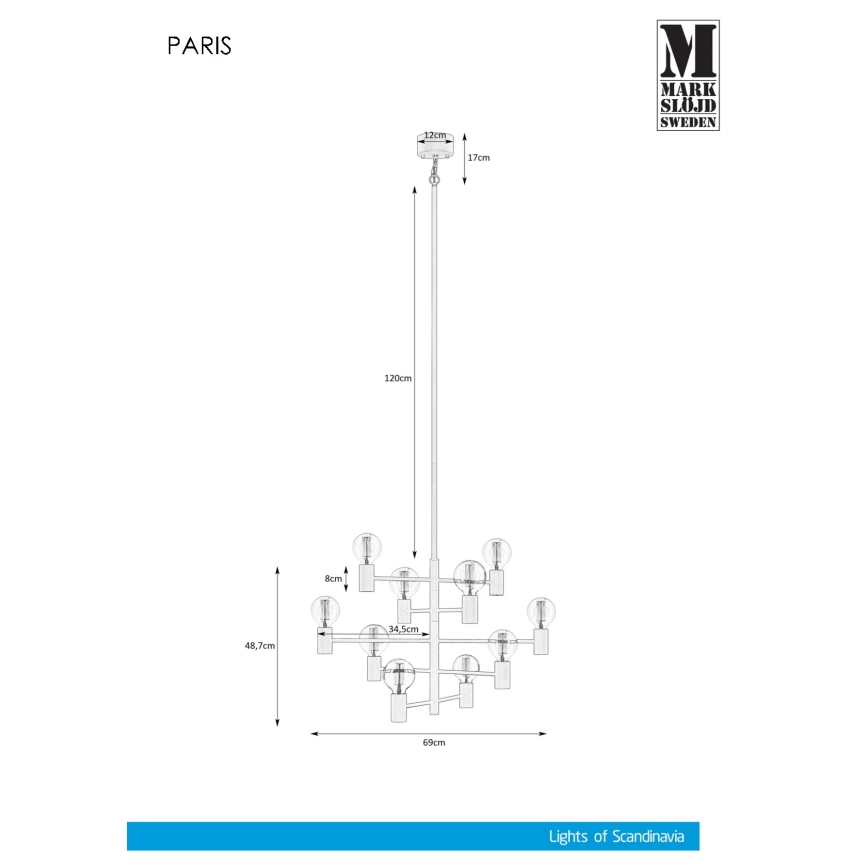 Markslöjd 107187 - Riippukattokruunu PARIS 10xE27/60W/230V
