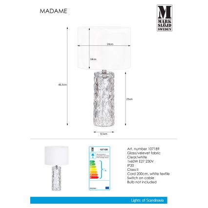 Markslöjd 107189 - Pöytävalaisin MADAME 1xE27/40W/230V