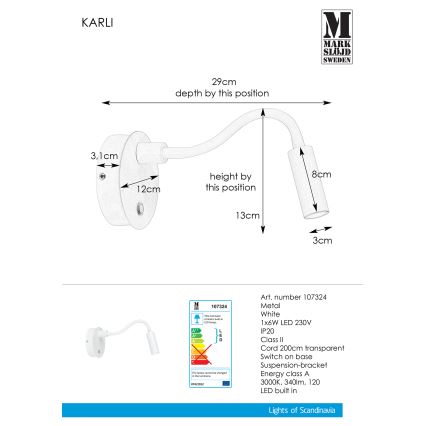 Markslöjd 107324 - LED-seinävalaisin KARLI LED/6W/230V