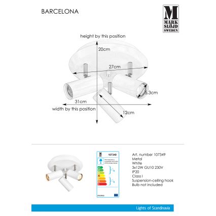 Markslöjd 107349 - Kohdevalo BARCELONA 3xGU10/12W/230V