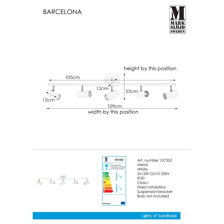 Markslöjd 107352 - Kohdevalo BARCELONA 5xGU10/12W/230V