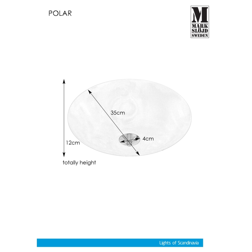 Markslöjd 107360 - Kattovalo POLAR 2xE14/40W/230V halkaisija 35 cm