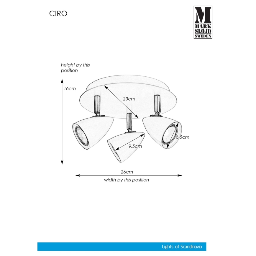 Markslöjd 107412 - Kohdevalo CIRO 3xGU10/35W/230V