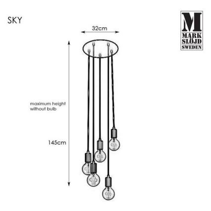Markslöjd 107467 - Kattokruunu narulla SKY 5xE27/60W/230V