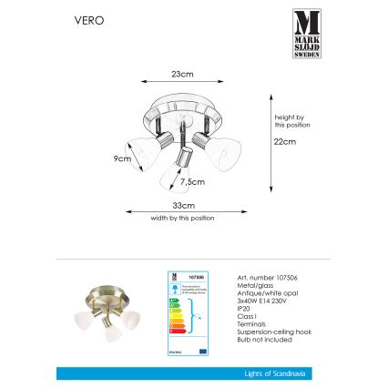 Markslöjd 107506 - Kohdevalo VERO 3xE14/40W/230V messinki