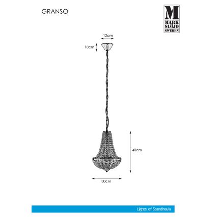Markslöjd 107550 - Kylpyhuoneen kristallikattokruunu ketjussa GRÄNSÖ 2xG9/20W/230V IP44