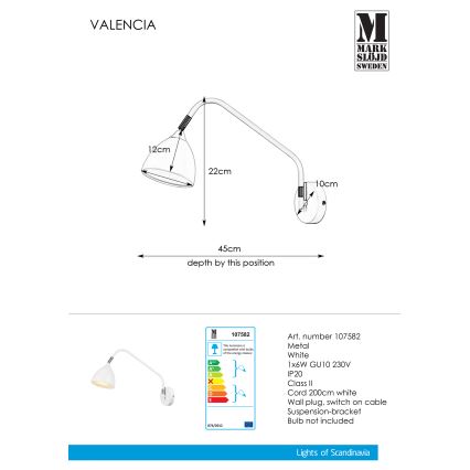 Markslöjd 107582 - seinälamppu VALENCIA 1xGU10/6W/230V