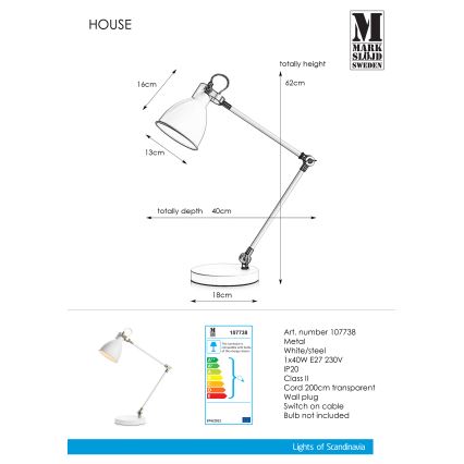 Markslöjd 107738 - Pöytävalaisin HOUSE 1xE27/40W/230V