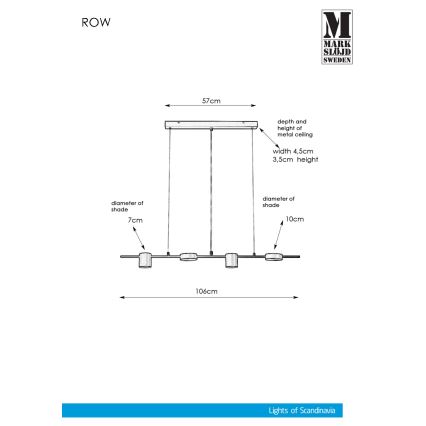 Markslöjd 107746 - Kattokruunu narulla ROW 4xG9/7W/230V