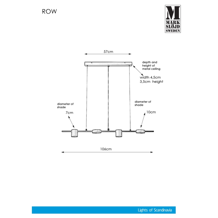 Markslöjd 107746 - Kattokruunu narulla ROW 4xG9/7W/230V