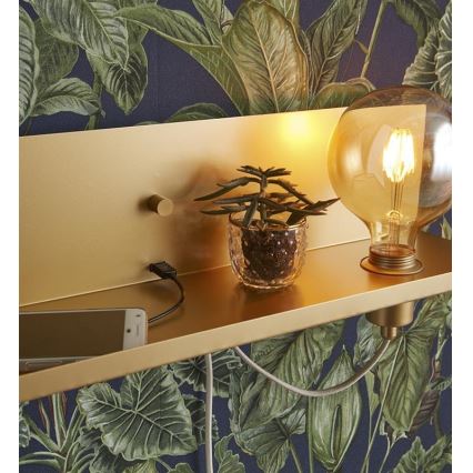 Markslöjd 107791 - Himmennettävä seinävalaisin USB MULTI 1xE27 / 60W / 230V