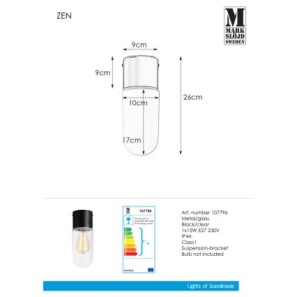 Markslöjd 107796 - Kylpyhuoneen kattovalo ZEN 1xE27/15W/230V IP44