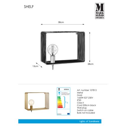 Markslöjd 107815 - Seinävalaisin SHELF 1xE27/60W/230V