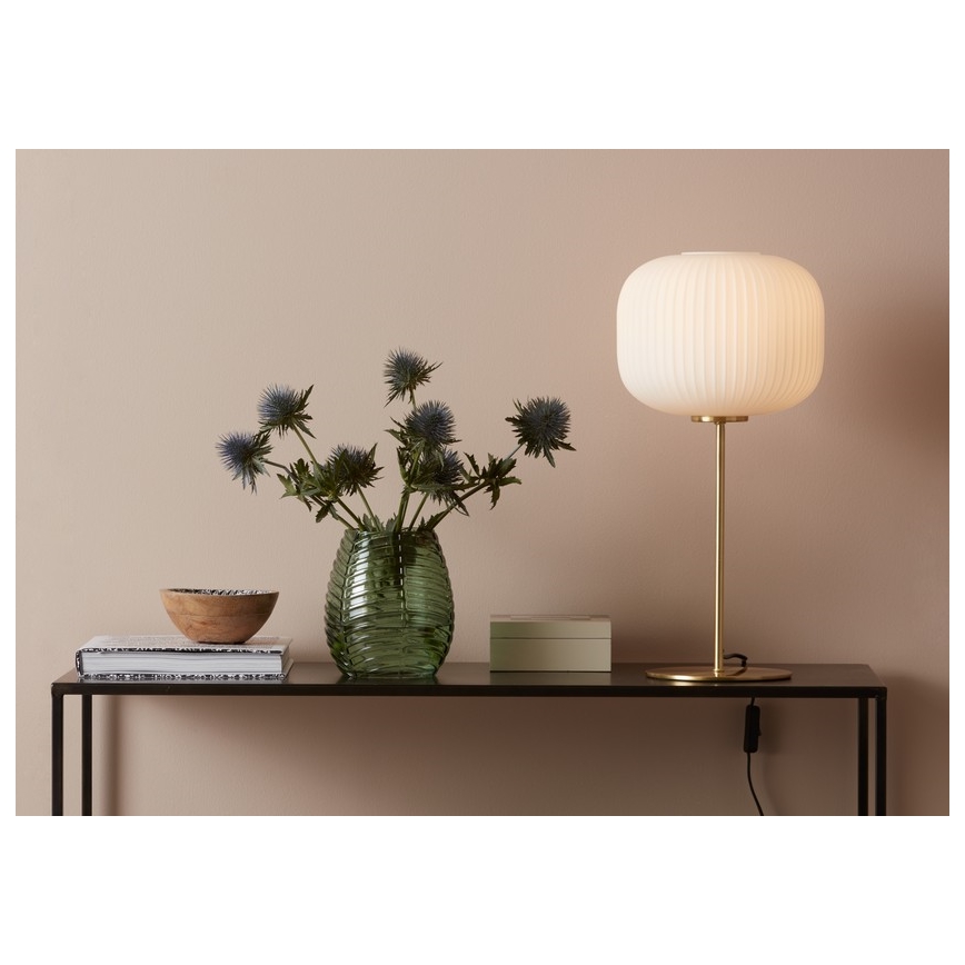 Markslöjd 107819 - Pöytävalaisin SOBER 1xE27/60W/230V valkoinen/messinki
