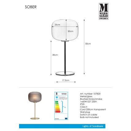 Markslöjd 107820 - Pöytävalaisin SOBER 1xE27/60W/230V messinki