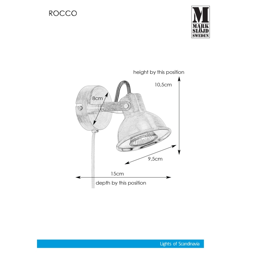 Markslöjd 107853 - Seinävalaisin ROCCO 1xGU10/7W/230V