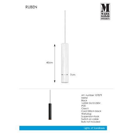 Markslöjd 107879 - Kattokruunu narulla RUBEN 1xGU10/35W/230V