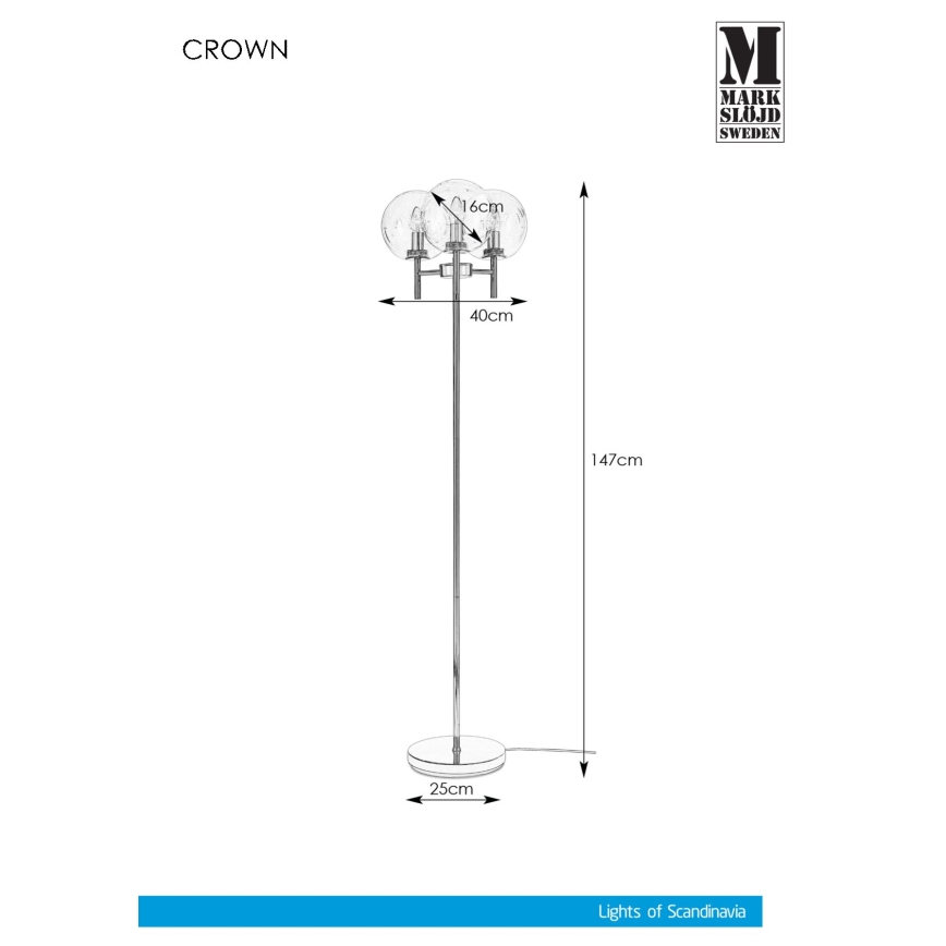 Markslöjd 107947 - Lattialamppu CROWN 3xE14/20W/230V