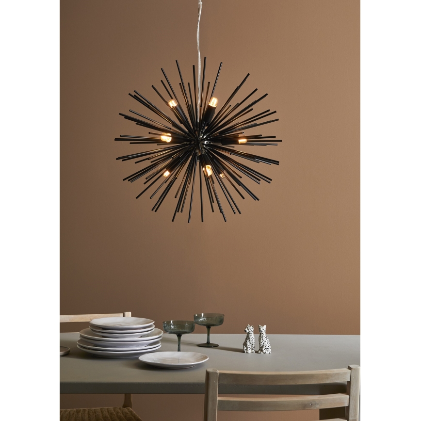 Markslöjd 108048 - Kattokruunu johdossa SOLEIL 9xE14/20W/230V musta