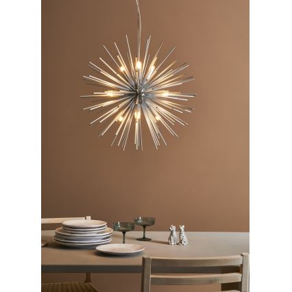 Markslöjd 108049 - Kattokruunu johdossa SOLEIL 9xE14/20W/230V hopea