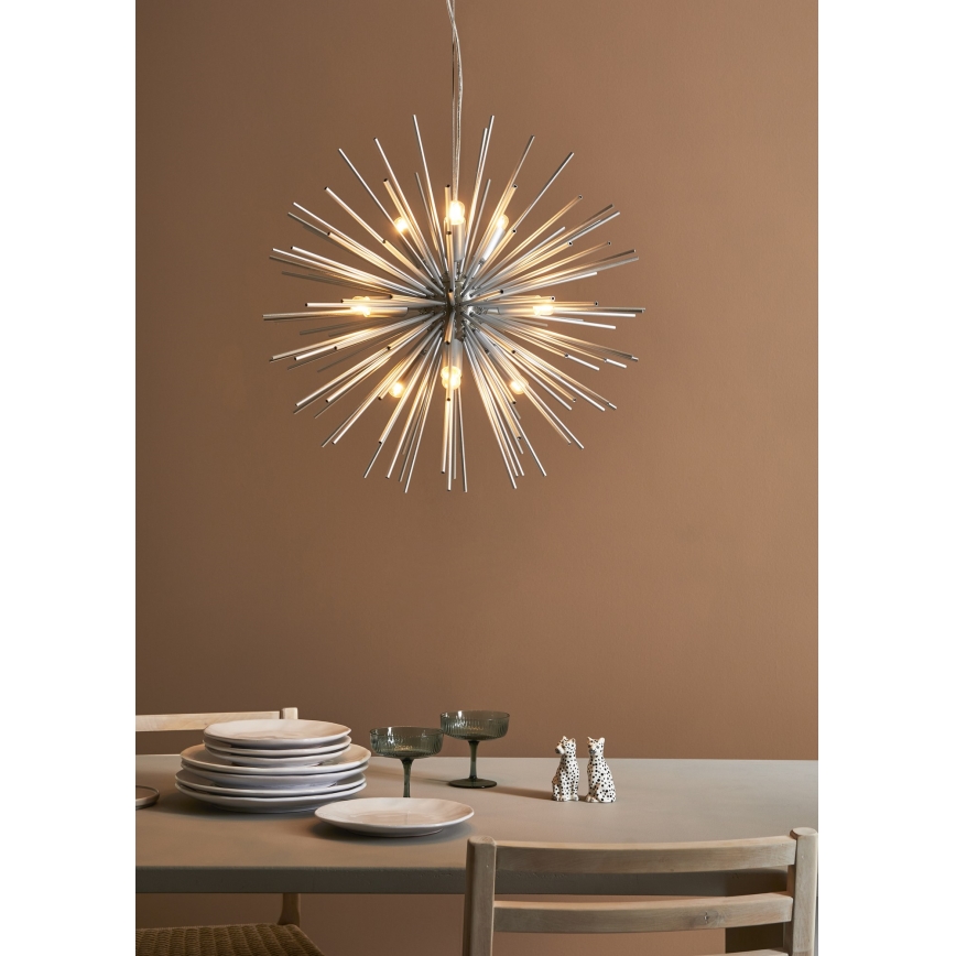 Markslöjd 108049 - Kattokruunu johdossa SOLEIL 9xE14/20W/230V hopea