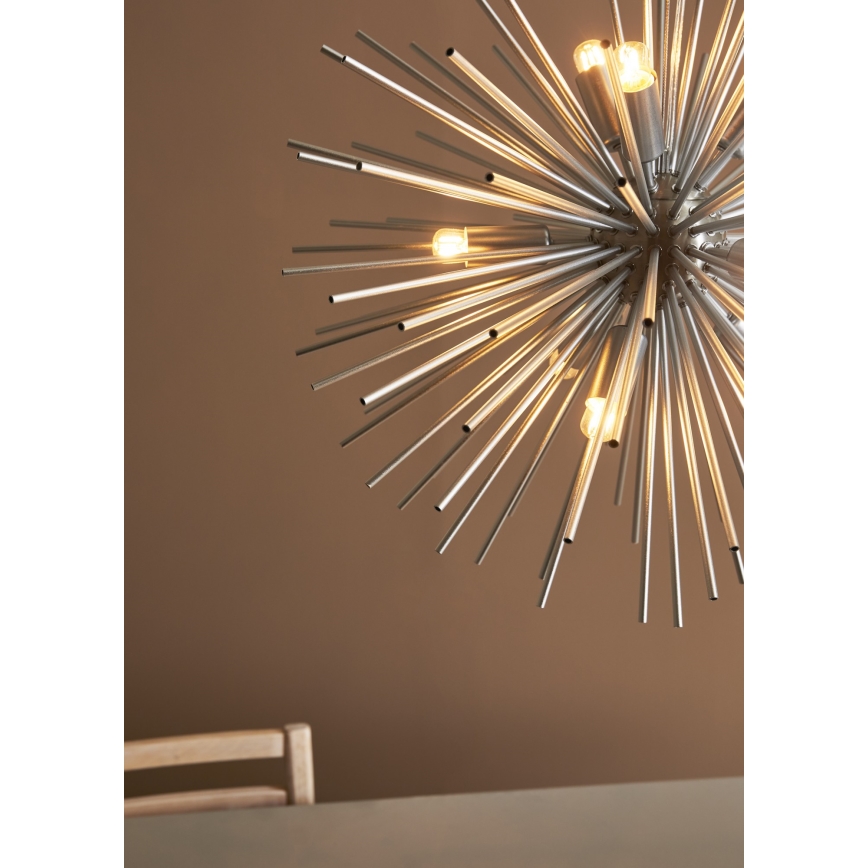 Markslöjd 108049 - Kattokruunu johdossa SOLEIL 9xE14/20W/230V hopea