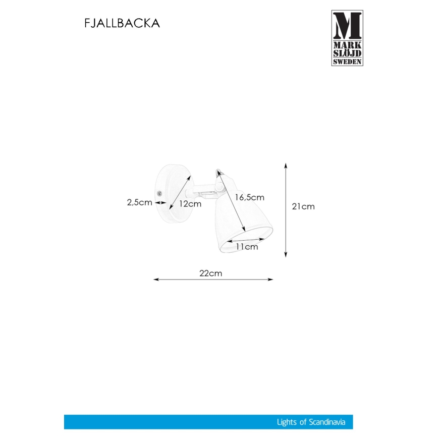 Markslöjd 108082 - Kylpyhuoneen seinävalaisin FJÄLLBACKA 1xG9/20W/230V IP44