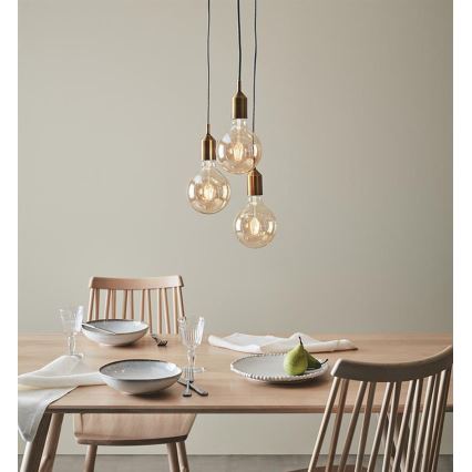 Markslöjd 108099 - Kattokruunu narulla BRONX 3xE27/60W/230V pronssi