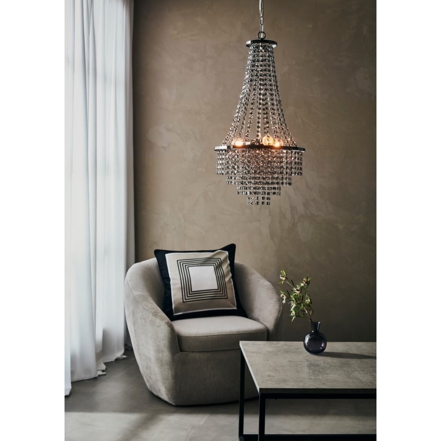 Markslöjd 108124 - Kristalli-ketjukattokruunu ALLINGTON 3xE14/25W/230V musta