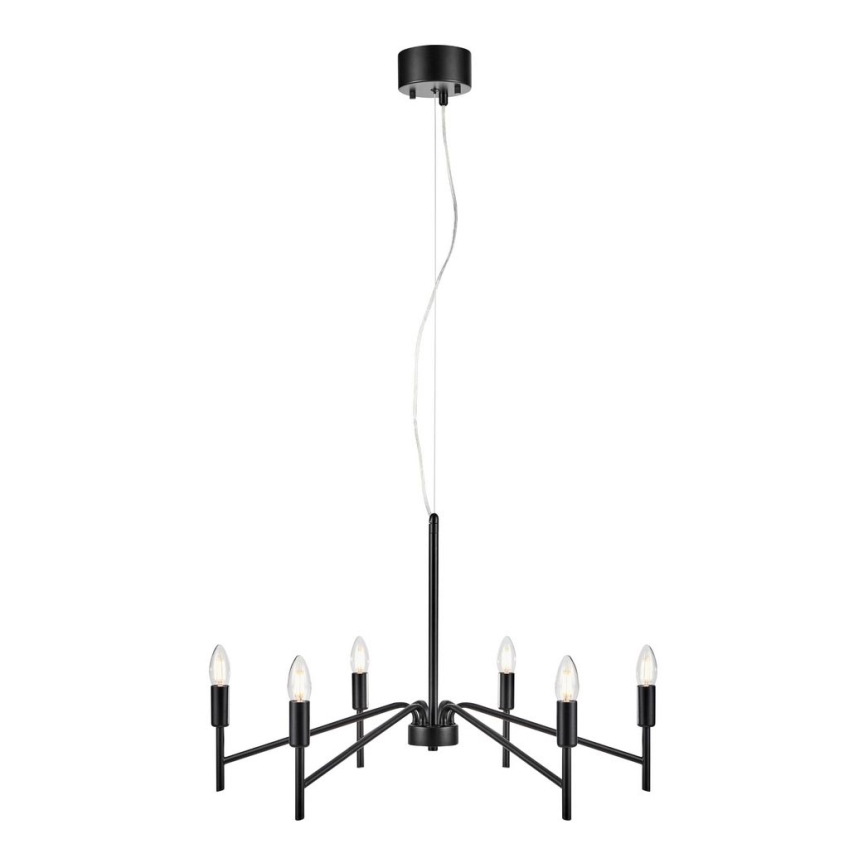 Markslöjd 108209 - Kattokruunu johdossa MONARCH 6xE14/18W/230V musta