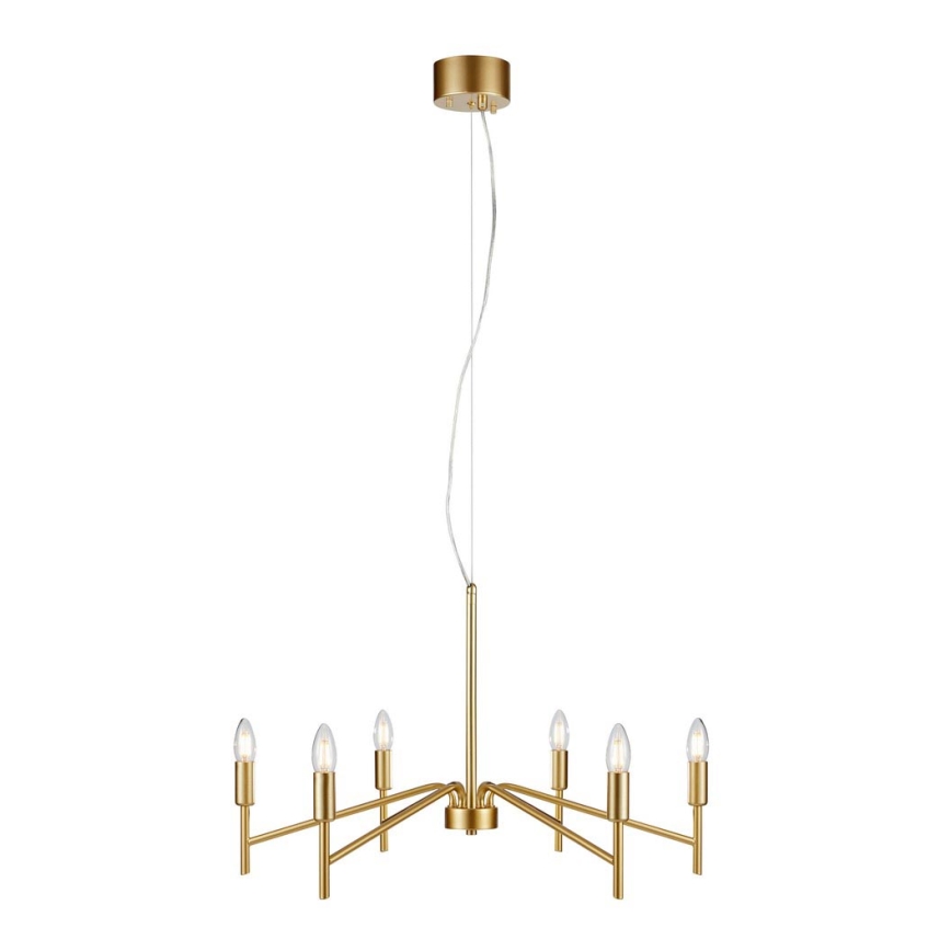 Markslöjd 108210 - Kattokruunu johdossa MONARCH 6xE14/18W/230V kulta