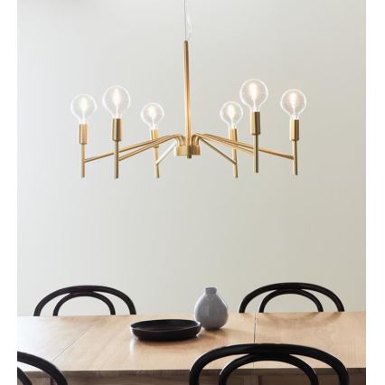 Markslöjd 108210 - Kattokruunu johdossa MONARCH 6xE14/18W/230V kulta