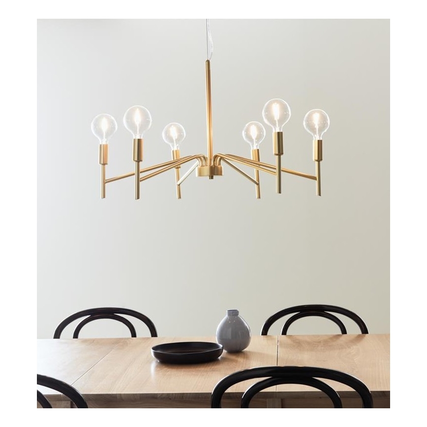 Markslöjd 108210 - Kattokruunu johdossa MONARCH 6xE14/18W/230V kulta