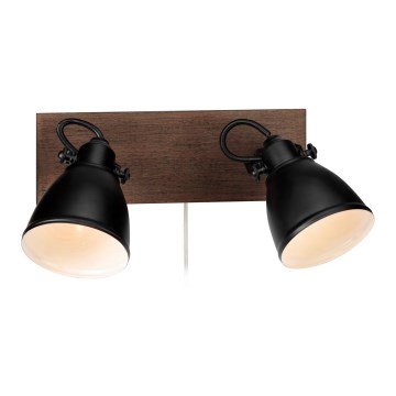 Markslöjd 108213 - Seinäkohdevalo NATIVE 2xE14/18W/230V musta/ruskea