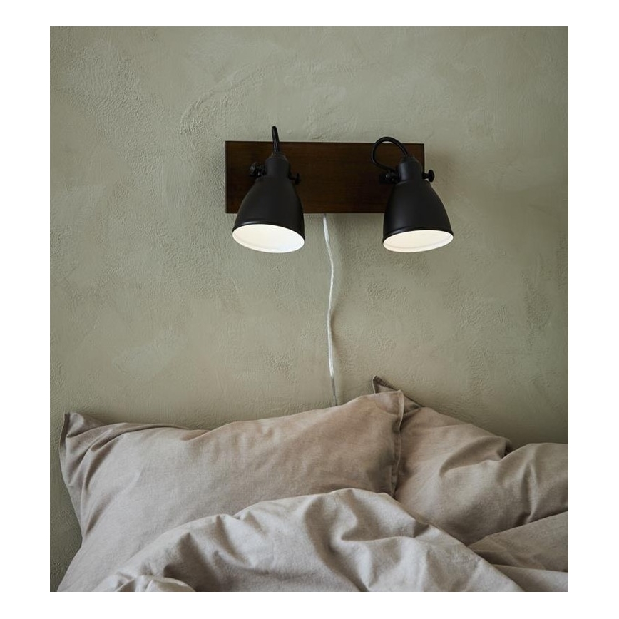 Markslöjd 108213 - Seinäkohdevalo NATIVE 2xE14/18W/230V musta/ruskea