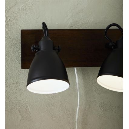 Markslöjd 108213 - Seinäkohdevalo NATIVE 2xE14/18W/230V musta/ruskea