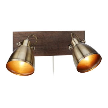 Markslöjd 108214 - Seinäkohdevalo NATIVE 2xE14/18W/230V messinki/ruskea