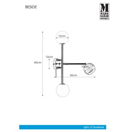 Markslöjd 108256 - Seinävalaisin BESIDE 2xG9/20W/230V + 1xGU10/7W/230V mattakromi