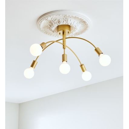 Markslöjd 108285 - Pinta-asetettava kattokruunu CYGNUS 5xE27/40W/230V kulta