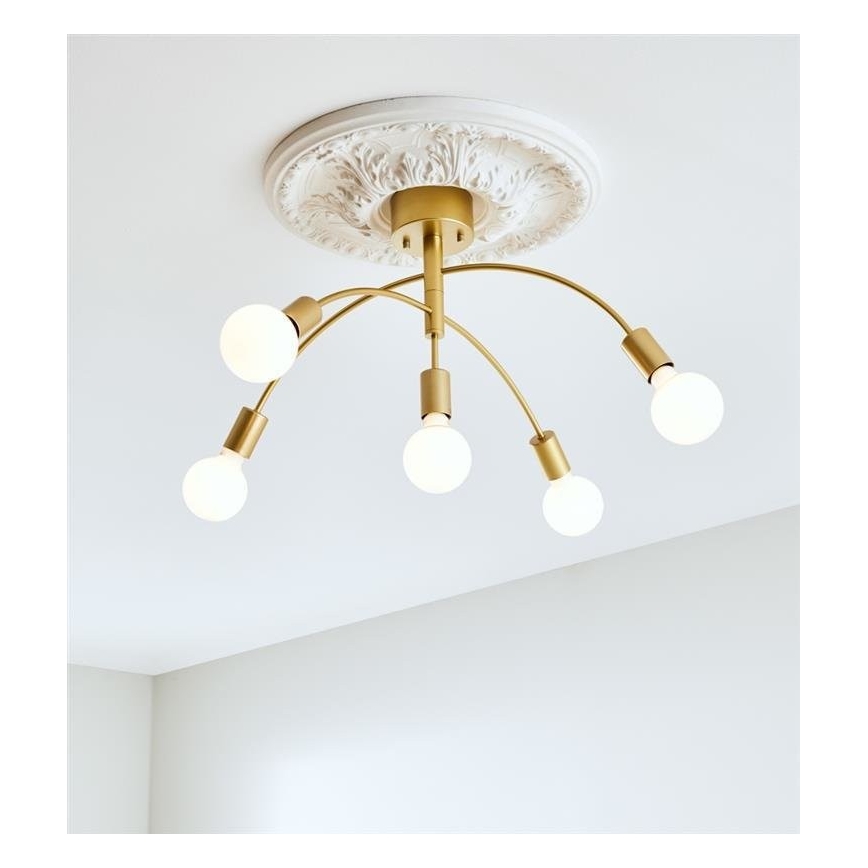 Markslöjd 108285 - Pinta-asetettava kattokruunu CYGNUS 5xE27/40W/230V kulta