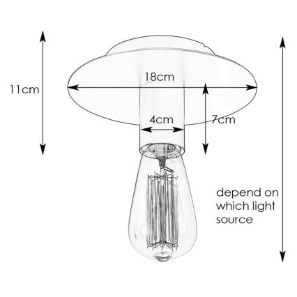 Markslöjd 108540 - Kattovalo PIATTO 1xE27/40W/230V musta