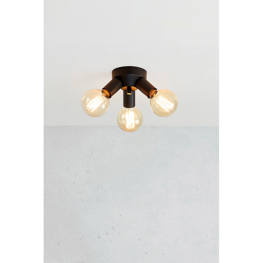 Markslöjd 108549 - Kattovalo MAZZO 3xE27/40W/230V musta