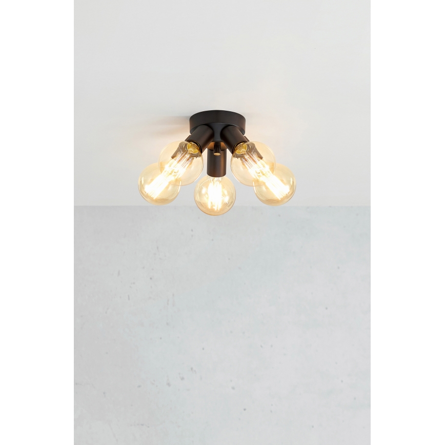 Markslöjd 108552 - Kattovalo MAZZO 5xE27/40W/230V musta