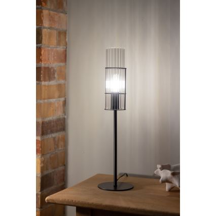 Markslöjd 108555 - Pöytävalaisin TUBO 1xE14/40W/230V 50 cm musta/clear